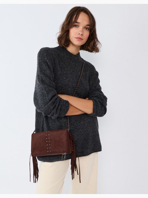 Sac bandoulière à franges et clous, mo fashion - Kiabi