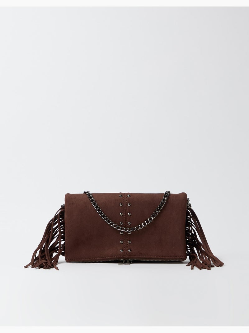 Sac bandoulière à franges et clous, mo fashion Marron - Kiabi