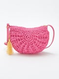 Sac bandoulière effet paille tressée Rose - Kiabi