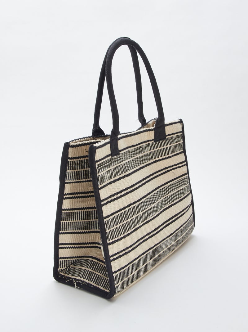 Sac cabas à imprimé rayures NOIR - Kiabi