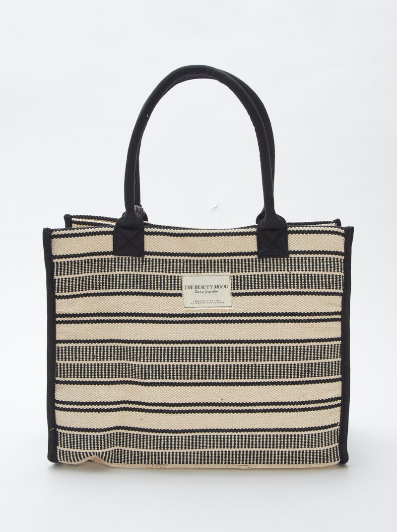 Sac cabas à imprimé rayures NOIR - Kiabi