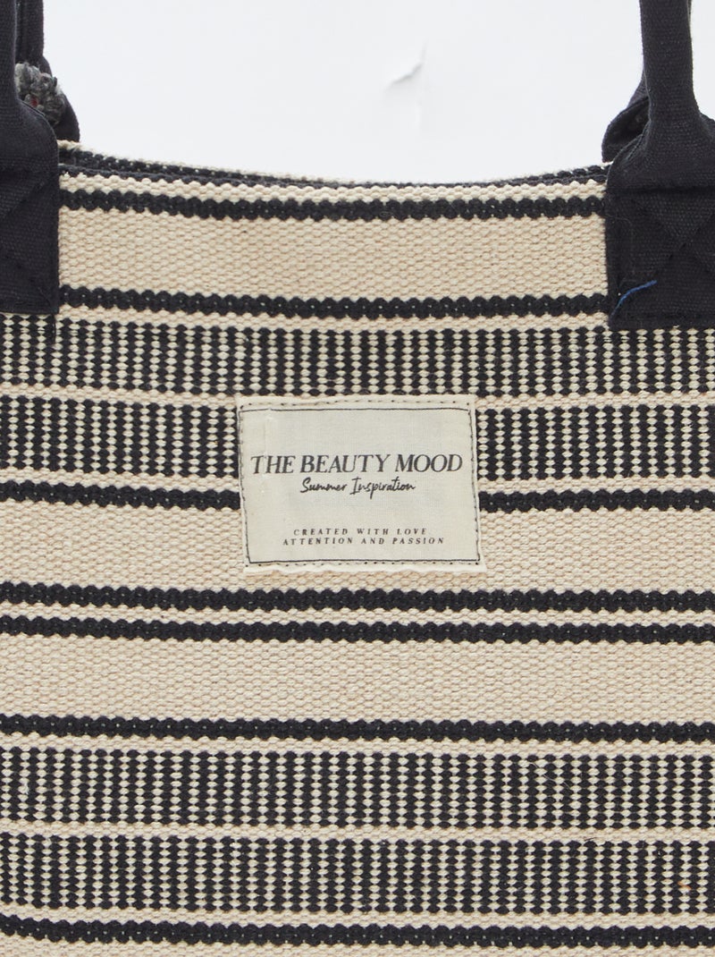 Sac cabas à imprimé rayures NOIR - Kiabi