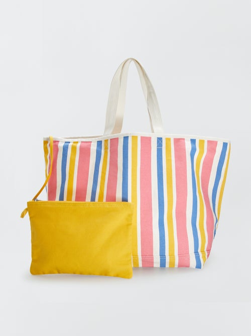 Sac cabas de plage + pochette - Kiabi