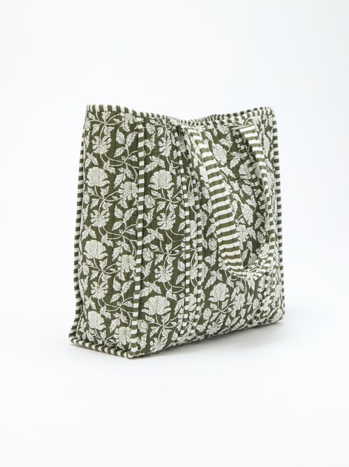 Sac cabas matelassé motif fleurs - Kiabi