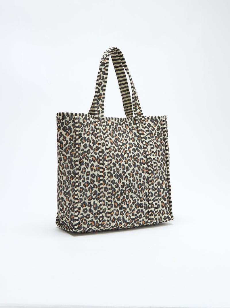 Sac cabas matelassé motif léopard Marron - Kiabi