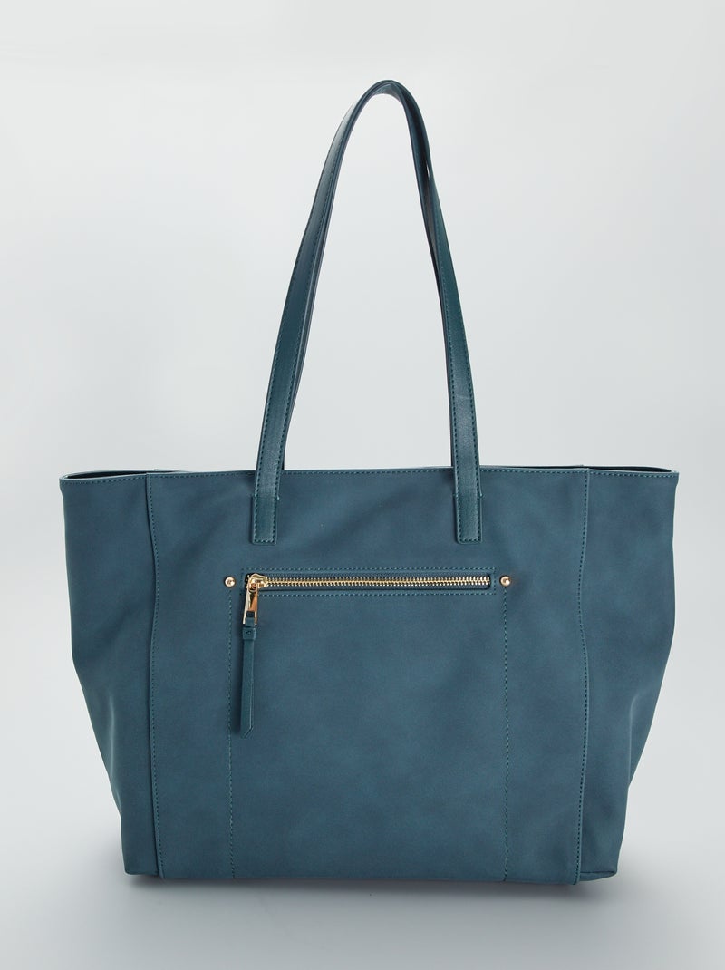 Sac cabas uni avec grandes anses - Vert fonc?� - Kiabi - 18.00�?�