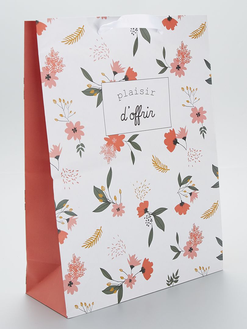 Sac cadeau en papier recyclé imprimé fleurs - Kiabi