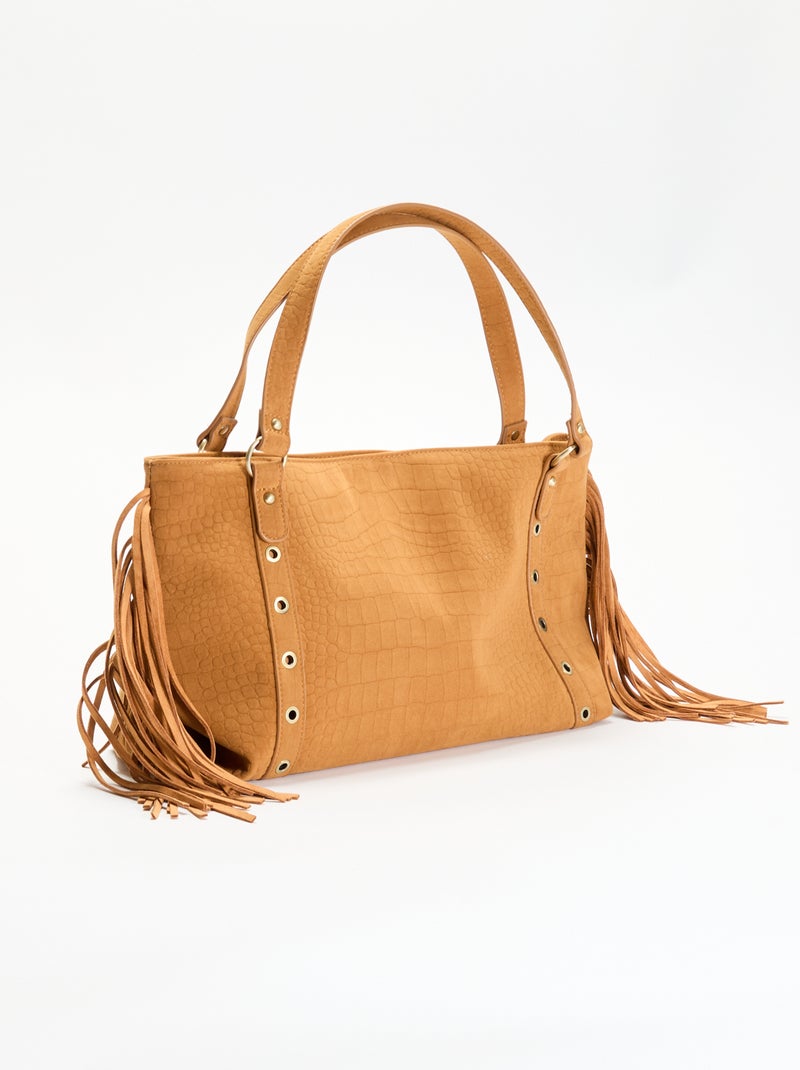 Sac de forme hobo avec franges Beige - Kiabi