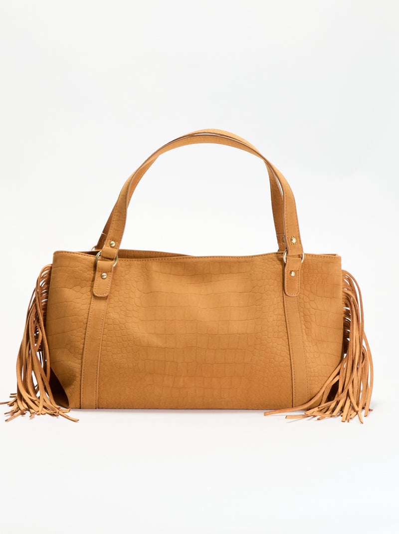 Sac de forme hobo avec franges Beige - Kiabi
