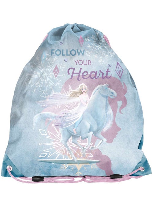 Sac de piscine à cordon 38 x 34 cm 'La Reine des Neiges' bleu ciel - Kiabi