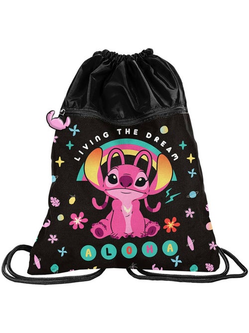 Sac de piscine à cordon 'Stitch' 45 cm – rose 2 poches Lilo & Stitch - Kiabi