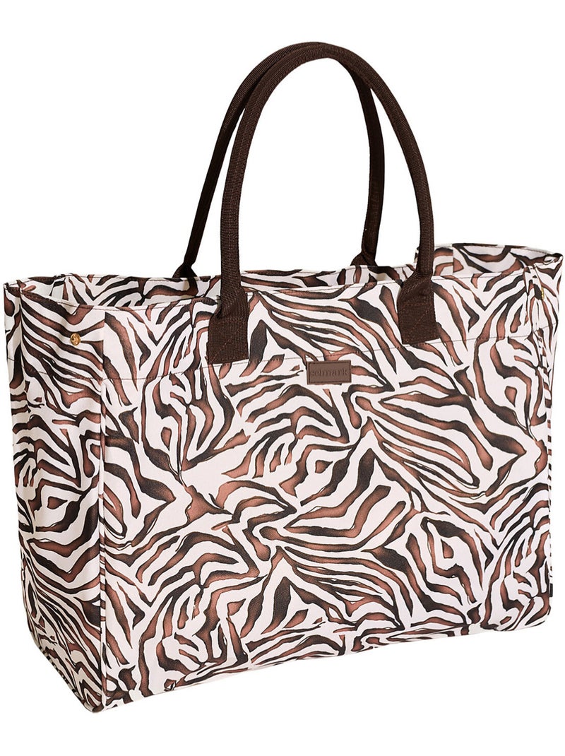 Sac de plage zébré complementos Noir Marron Blanc - Kiabi