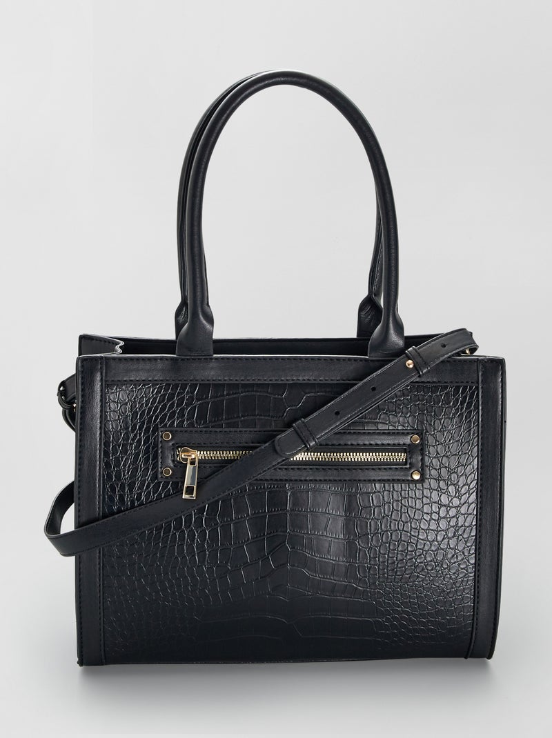 Sac en simili effet 'croco' noir - Kiabi
