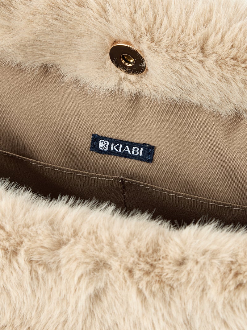 Sac forme bourse en maille poilue Beige - Kiabi