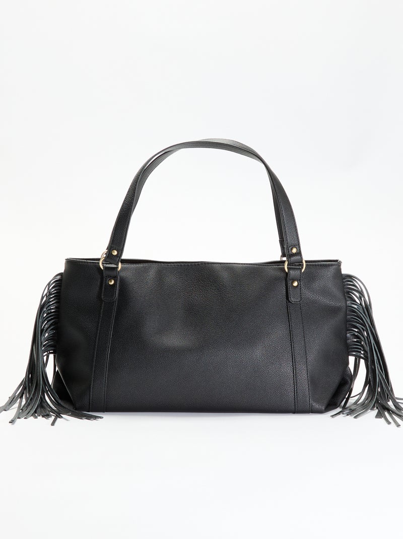 Sac hobo à franges en simili Noir - Kiabi