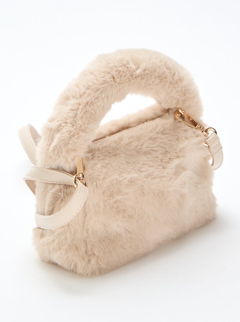 Sac imitation fausse fourrure Beige - Kiabi