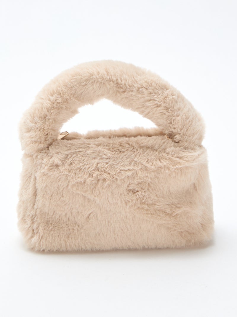 Sac imitation fausse fourrure Beige - Kiabi