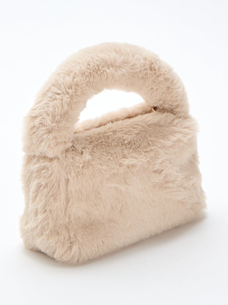 Sac imitation fausse fourrure Beige - Kiabi