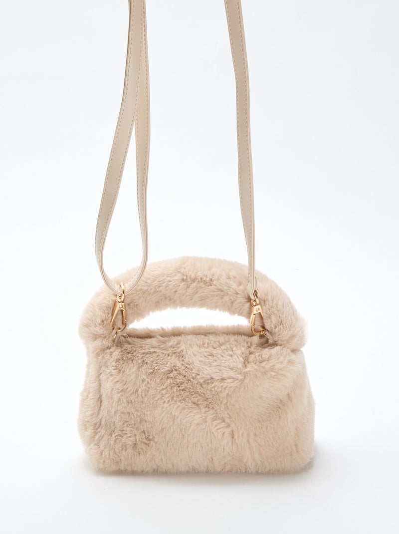 Sac imitation fausse fourrure Beige - Kiabi