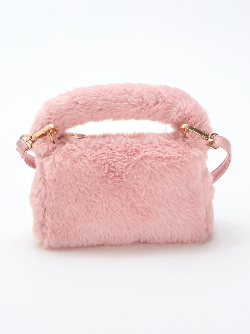 Sac imitation fausse fourrure Rose - Kiabi