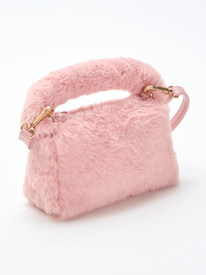 Sac imitation fausse fourrure Rose - Kiabi