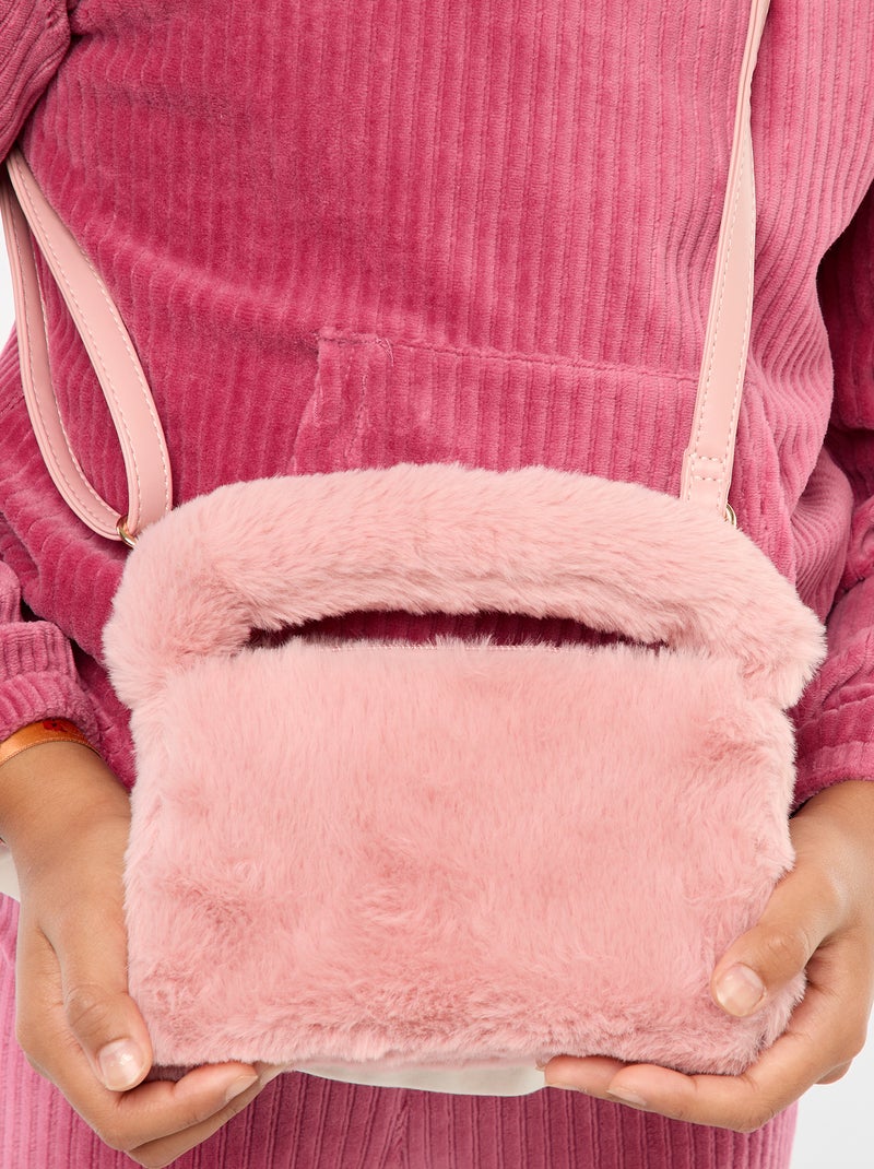 Sac imitation fausse fourrure Rose - Kiabi