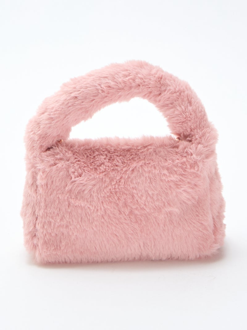 Sac imitation fausse fourrure Rose - Kiabi
