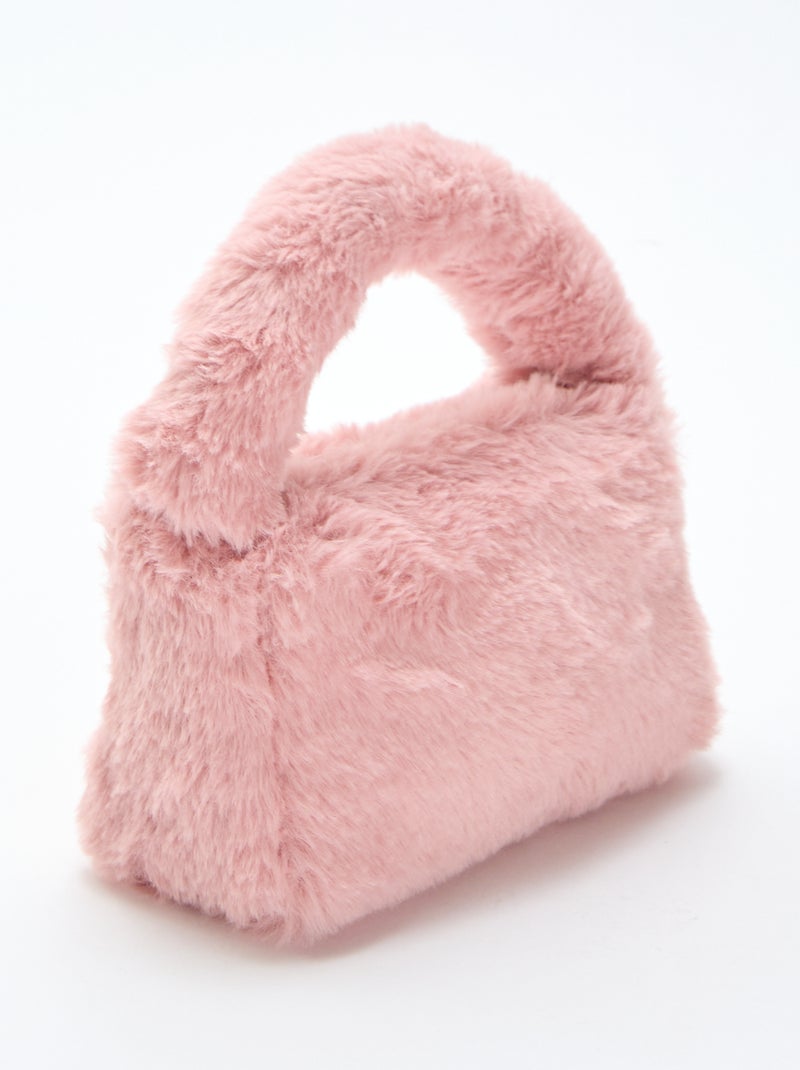Sac imitation fausse fourrure Rose - Kiabi