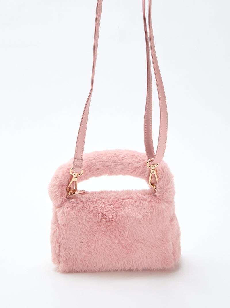 Sac imitation fausse fourrure Rose - Kiabi