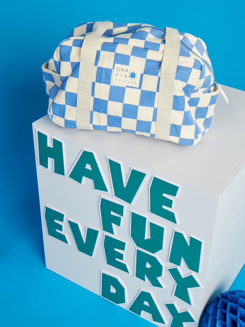 Sac imprimé damier - Grafik Edition Bleu - Kiabi