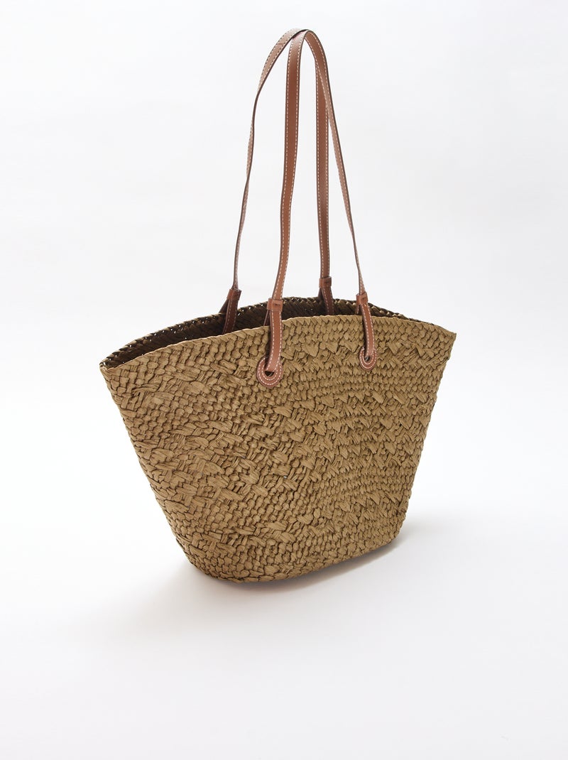 Sac panier avec anses Kaki - Kiabi