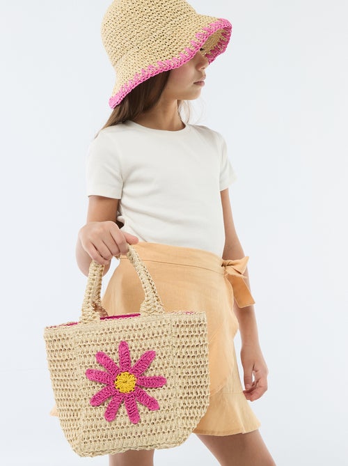 Sac panier avec patch fleur - Kiabi