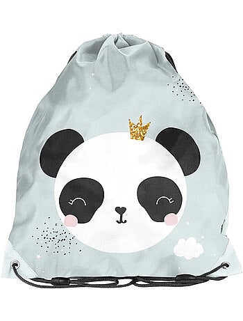 Sac piscine à cordons Panda 38 x 34 cm gris clair Paso
