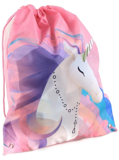Sac piscine licorne 'LICORNE' – 40 cm avec fermeture à lacets – côtés mesh - Kiabi