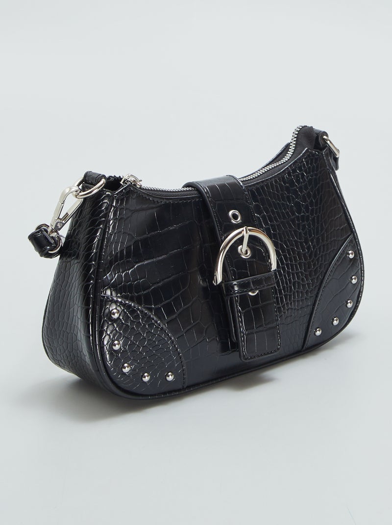 Sac porté épaule effet croco Noir - Kiabi