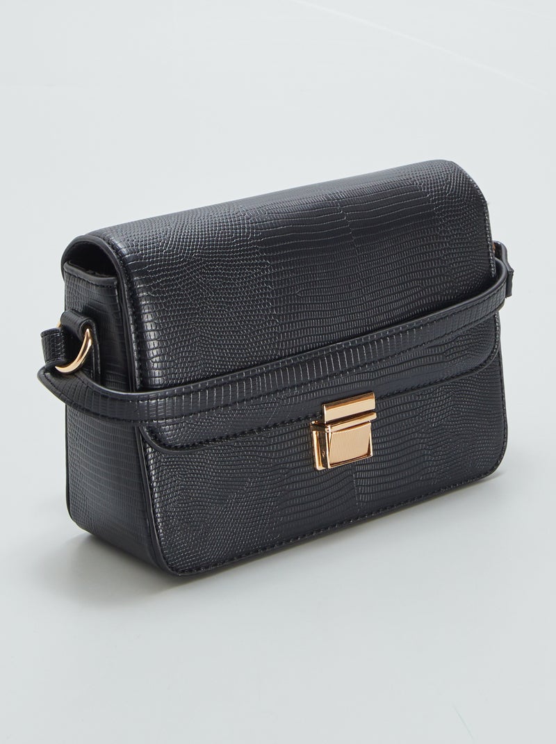 Sac rigide en bandoulière Noir effet croco - Kiabi
