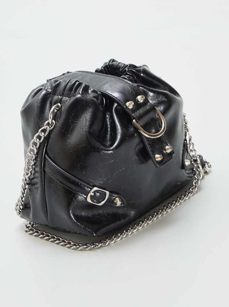 Sac seau en simili vernis Noir - Kiabi