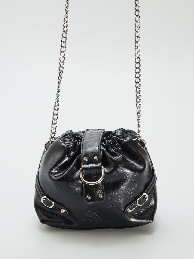 Sac seau en simili vernis Noir - Kiabi