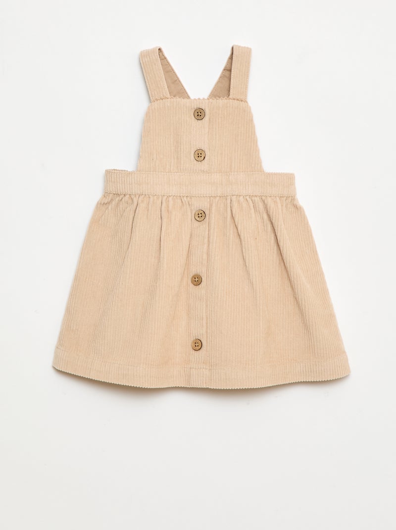 Salopette à bretelles en velours Beige - Kiabi