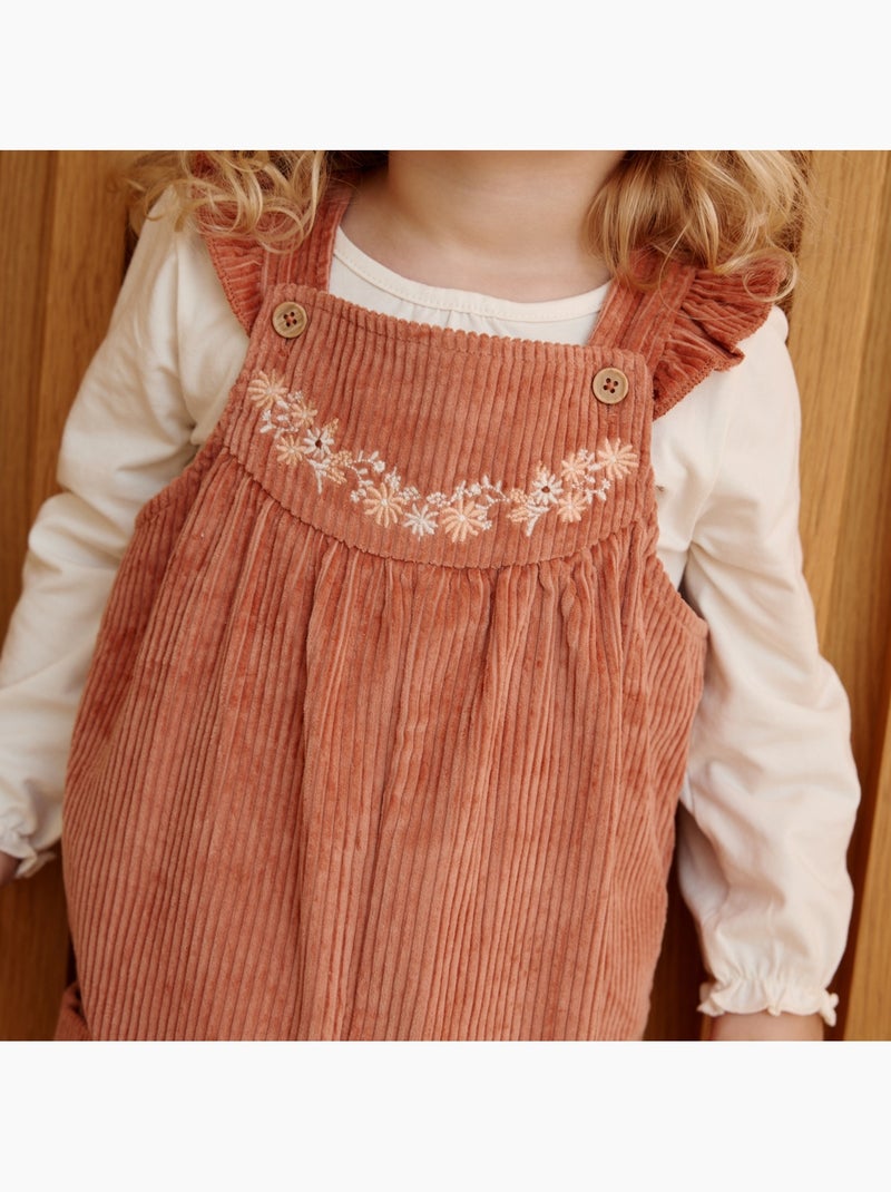 Salopette bébé en velours côtelé ollie Rose foncé - Kiabi
