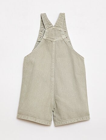Salopette courte denim en coton unie
