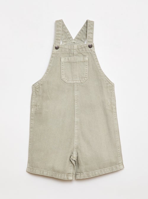 Salopette courte denim en coton unie - Kiabi