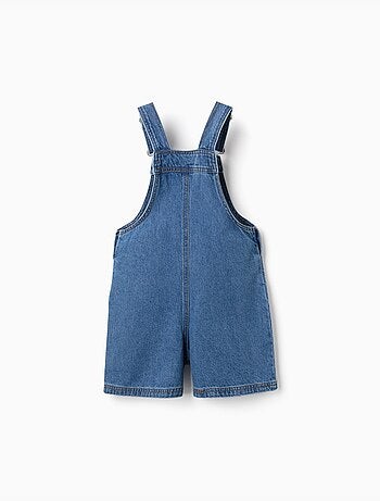Salopette courte en jean avec broderies stitch