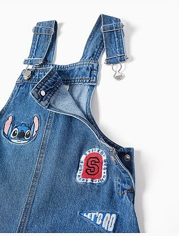 Salopette courte en jean avec broderies stitch