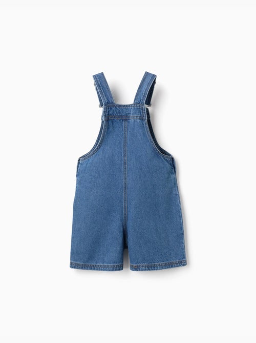 Salopette courte en jean avec broderies stitch - Kiabi