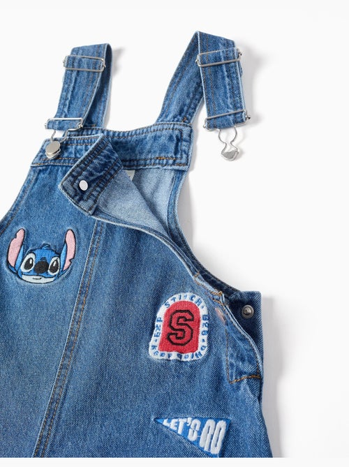 Salopette courte en jean avec broderies stitch - Kiabi