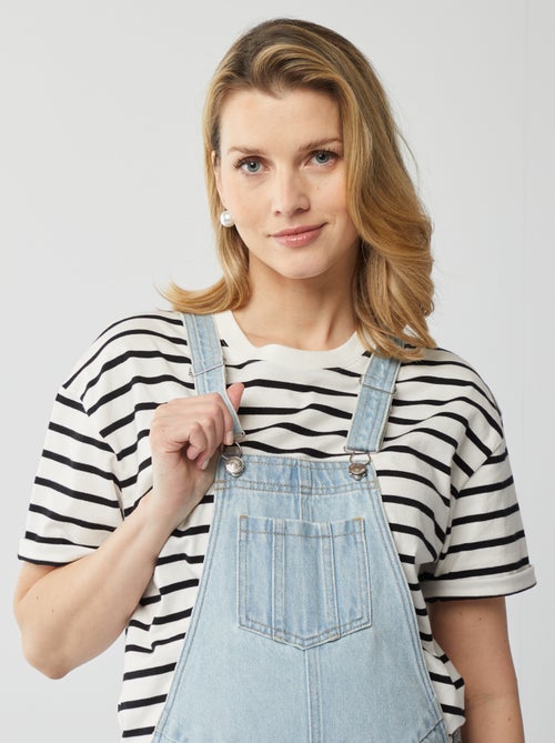 Salopette courte en jean de maternité - Kiabi