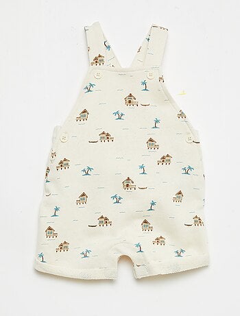 Salopette courte en molleton non gratté avec bretelles en coton