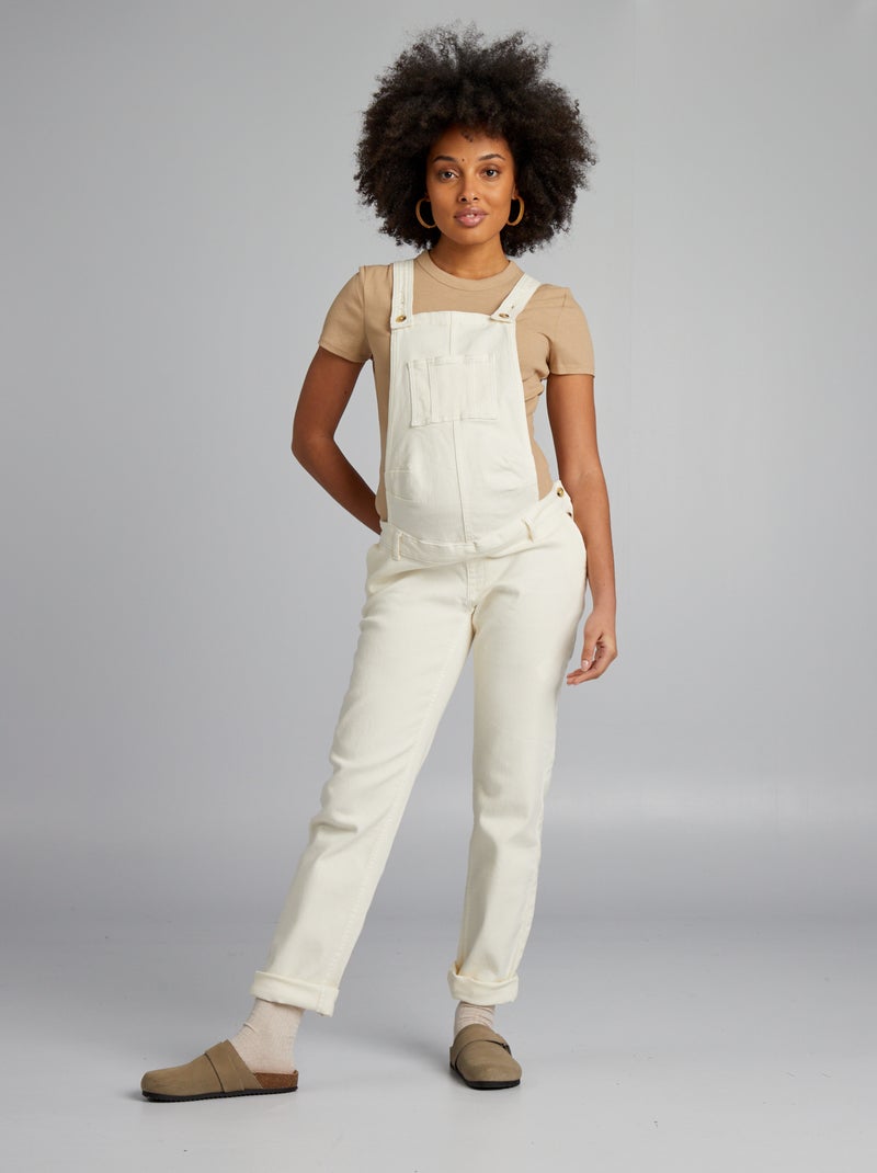 Salopette de grossesse en denim stretch Beige - Kiabi