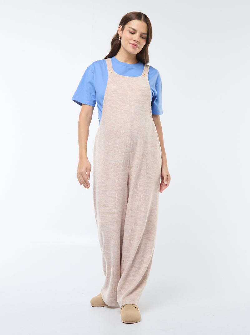 Salopette de maternité en velours doux Beige - Kiabi